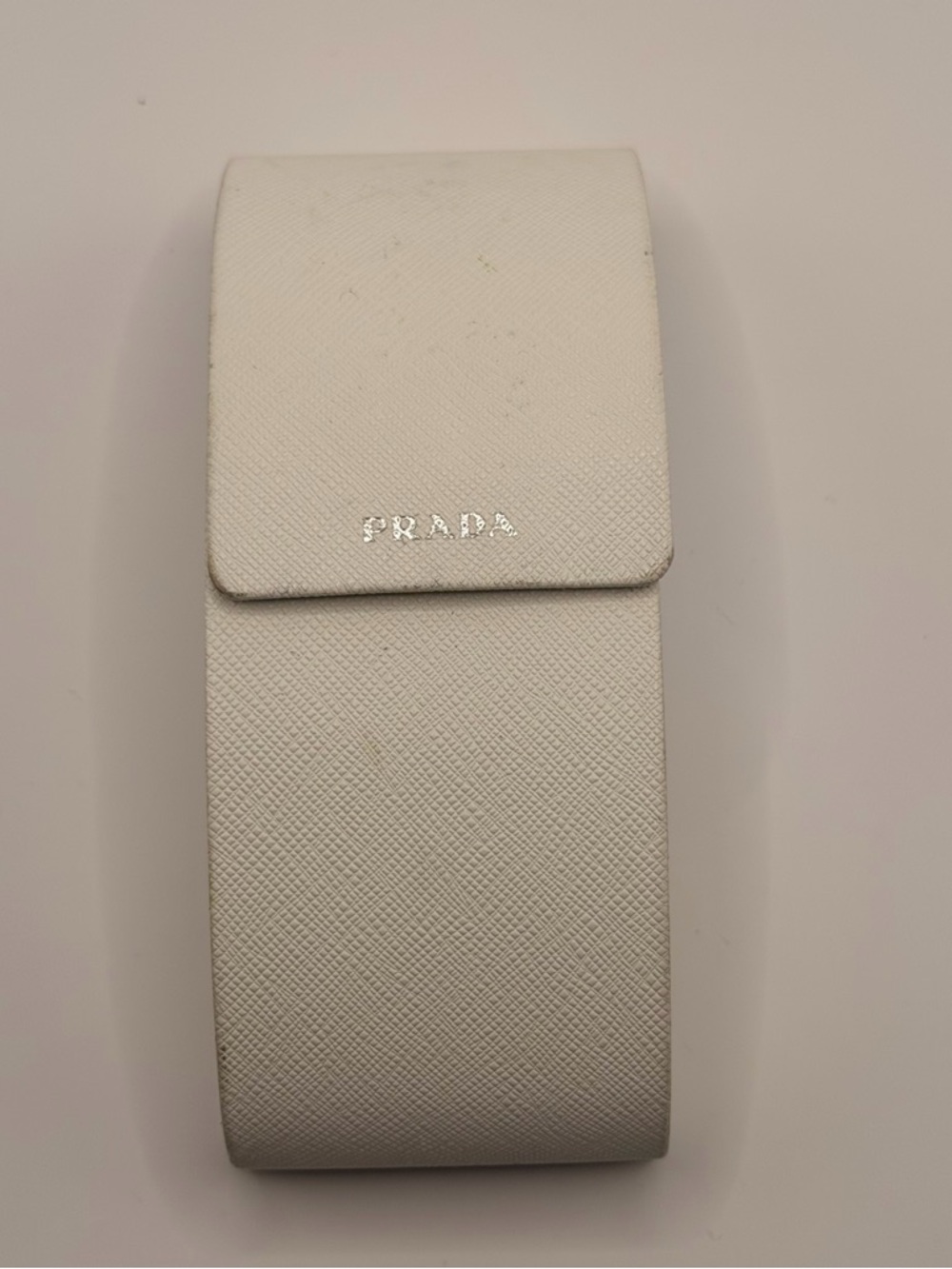 Prada White Hard Sunglasses/Eyeglasses Case, Luxury
